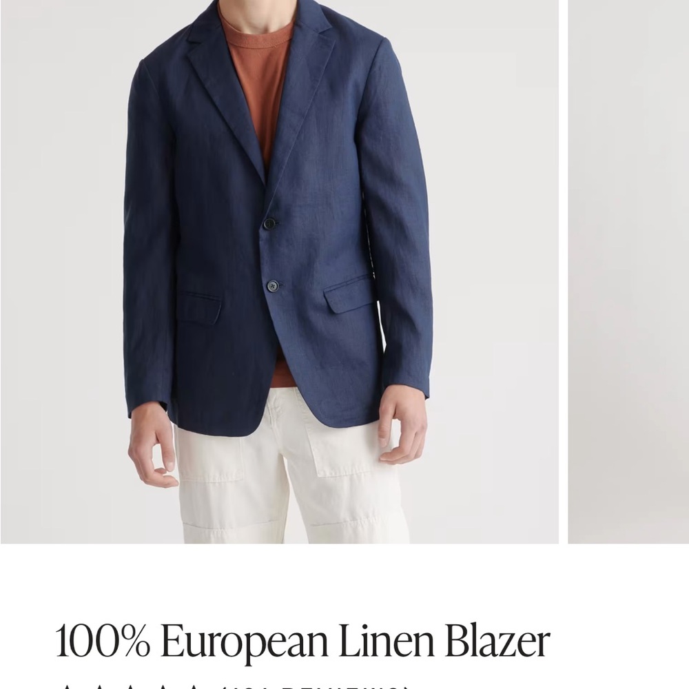 Quince Men's Navy Linen Blazer